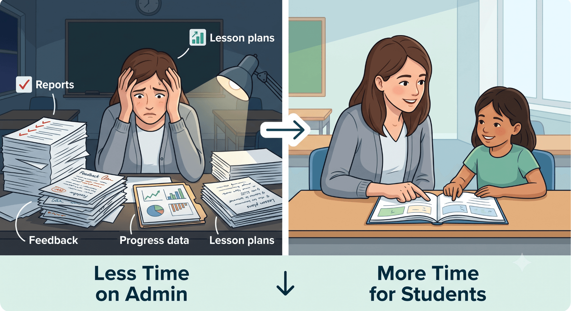 less time on admin vs more time for students